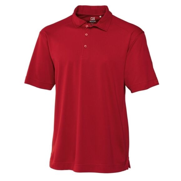 Cutter & Buck CB Drytec Solid Red Mens Short Sleeve Polo - Picture 1 of 14